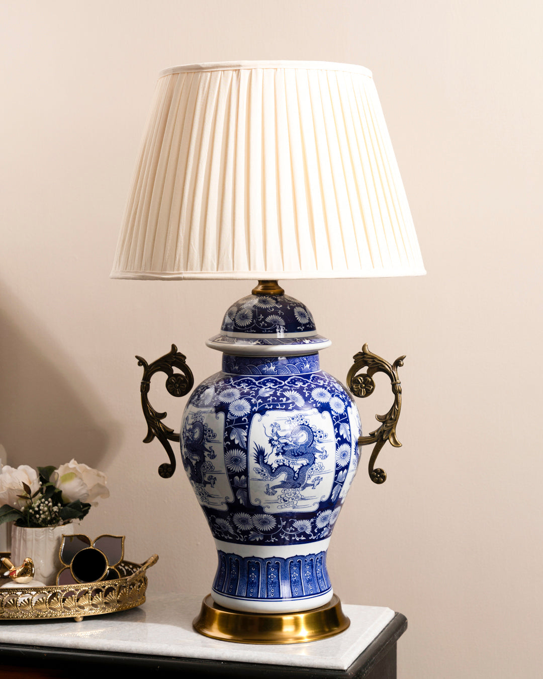 Regal Dragon Emblem Table Lamp