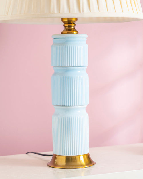 Azure Ribbed Elegance Table Lamp