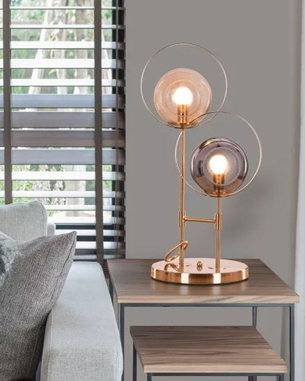 Double Head Glass Table Lamp