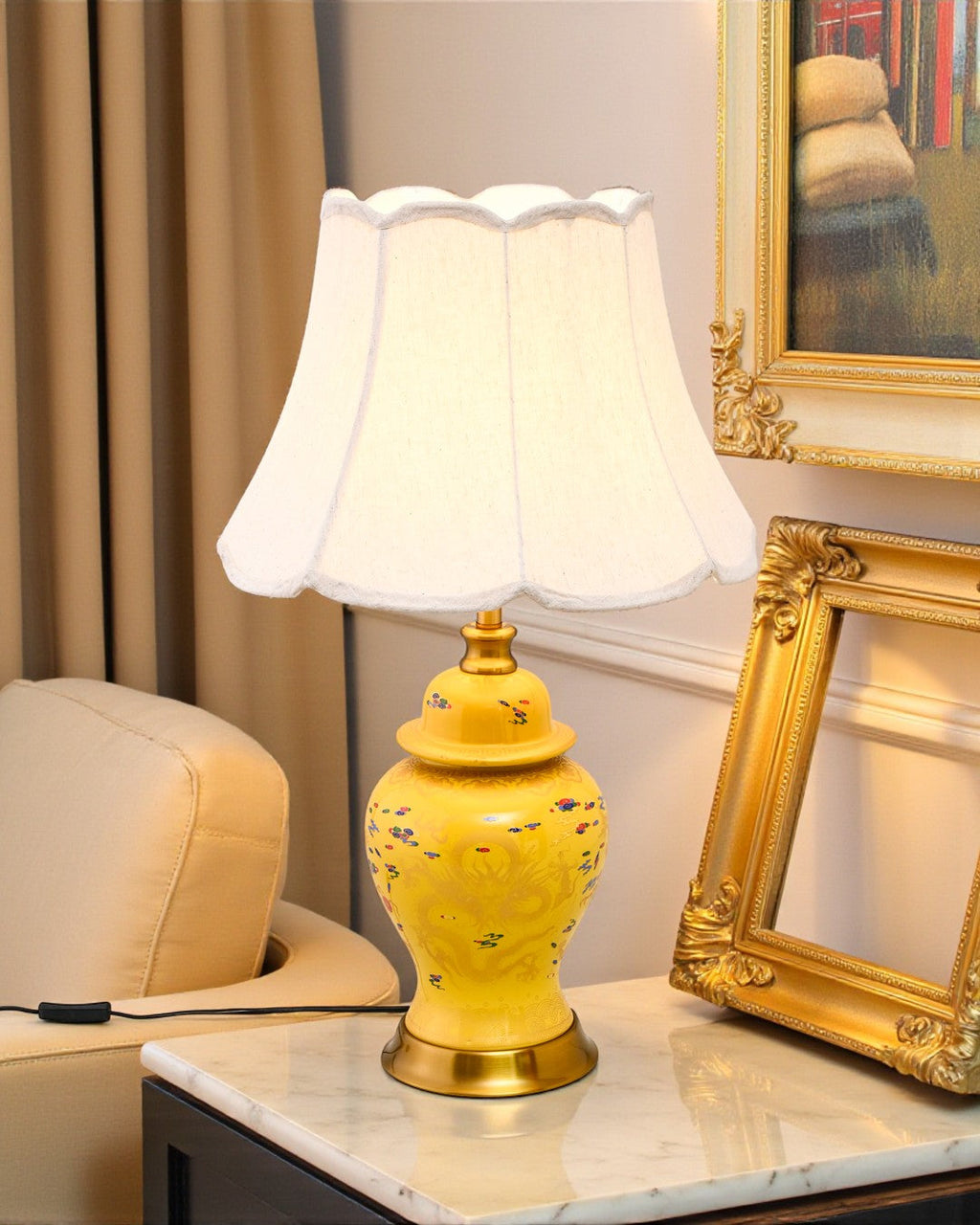Golden Imperial Dragon Table Lamp